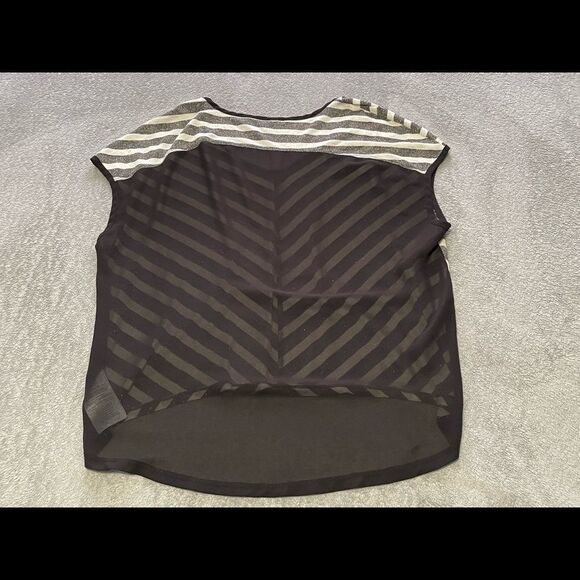 GUESS sheer sparkly striped top size medium black white gold VGUC - Picture 2 of 5